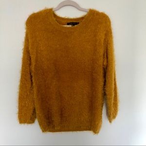 Fuzzy Mustard Sweater by Love Tree, Size Medium